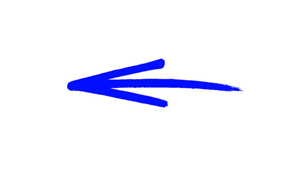 Hand drawn blue arrow isolated on transparent background