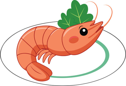 Floating Shrimp with Fresh Herbs on White Plate Elegant Culinary Food Photography with Gourmet Seafood Presentation