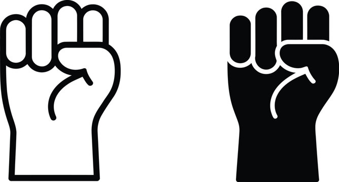 Hand clenched icon vector illustration for protest themes, strength concepts, and empowerment branding applications.