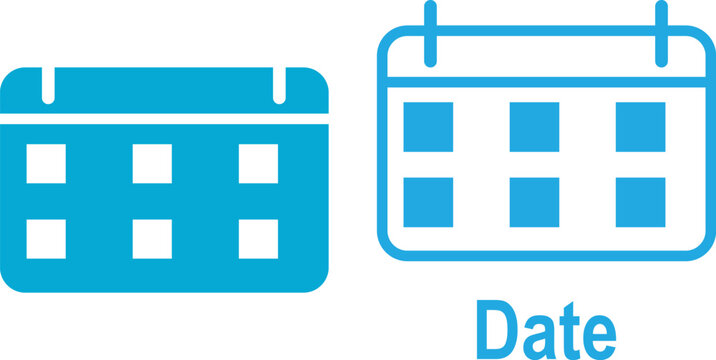 Blue calendar with date text and grid layout