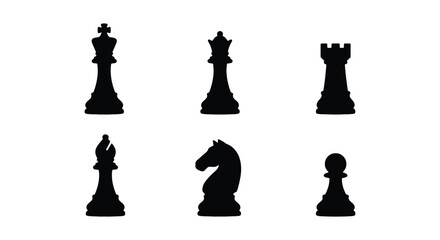 Set of chess pieces silhouettes © PURE VECTOR WORK