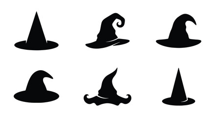 Set of witch hats silhouettes © PURE VECTOR WORK