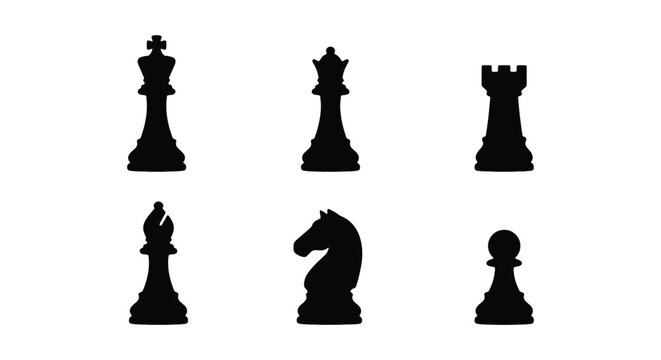 Set of chess pieces silhouettes