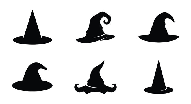 Set of witch hats silhouettes