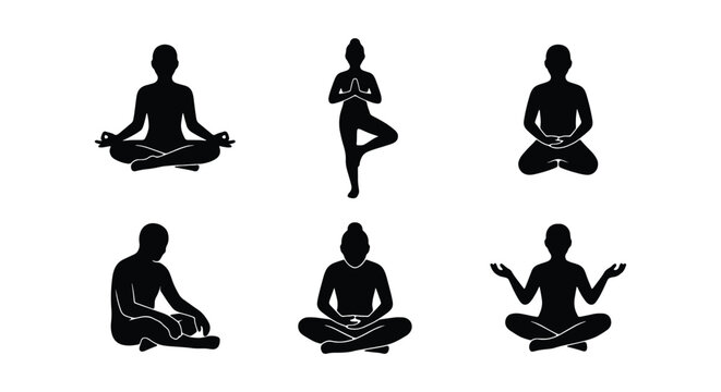 Yoga poses silhouettes