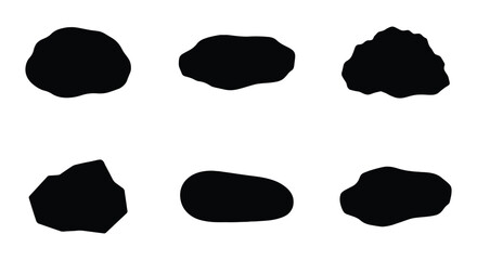 Set of black silhouettes of rocks and stones © PURE VECTOR WORK