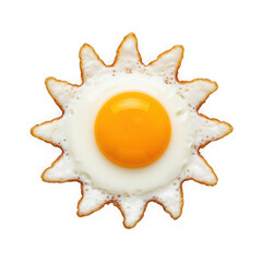 Fototapeta premium A creative fried egg shaped like a bright sun isolated on transparent background