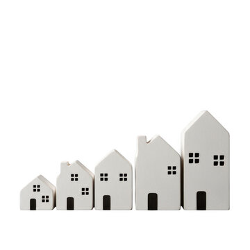 Set of cartoon houses increasing in size