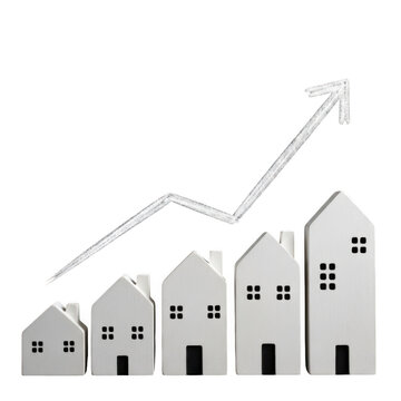 Rising house prices illustration with chain link