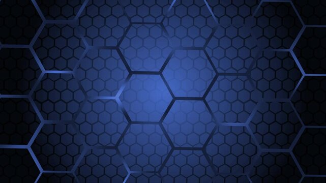 Glowing honeycomb hexagon background animation, Abstract honeycomb hexagonal pattern with glowing orange center