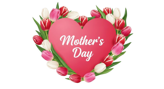 Mother's day heart with roses illustration