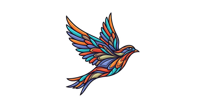 Vibrant, multicolored, feathered wings, isolated on white background, feathers