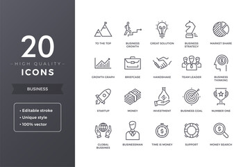 Fototapeta premium Business Line Icons