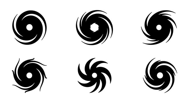 Hurricane Icons, Swirl Symbols, Cyclone Vector Graphics, Storm Vortex Set