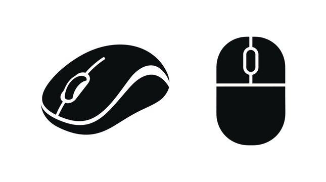 Computer mouse icons in two views black silhouette