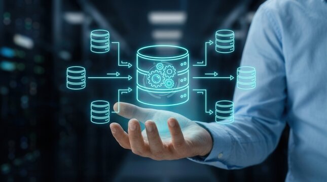 Digital data pipeline and ETL process illustrating data integration into a central data warehouse.