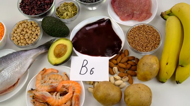 Foods that contain vitamin B6. Selective focus. food.
