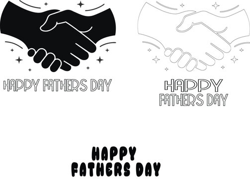 Happy fathers day greeting card with handshake illustrations on fathers day