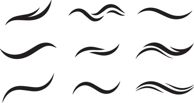Set of black eyebrow tattoo design elements