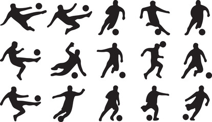 Black silhouettes of soccer players kicking balls © Md. Musaddik Rahman