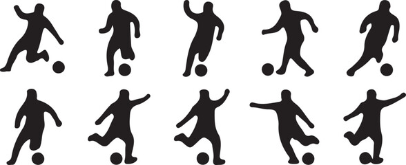 Black silhouettes of soccer players kicking ball © Md. Musaddik Rahman