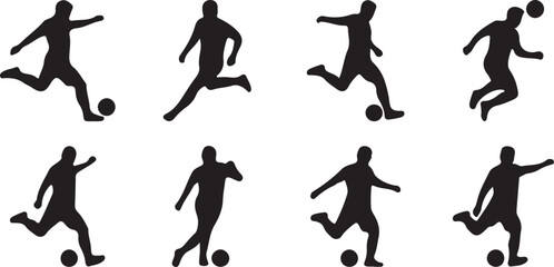 Black silhouettes of soccer players kicking ball © MdAshfakurRahman