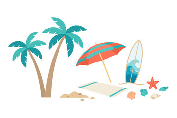 Obraz premium Beach Vacation Illustration Palm Tree