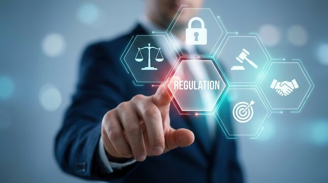 Corporate regulations and compliance concept with laws and rules.