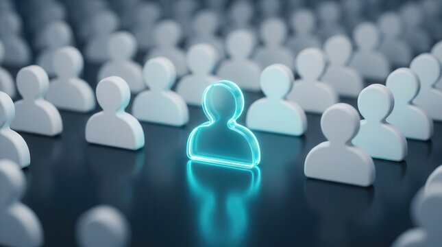A selected user icon highlighted in a group for identity management and customer profiling concept.
