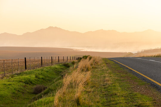 highway and farmland, Western Cape, South Africa