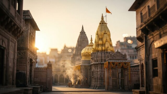 Kashi Vishwanath Golden Temple Exterior &ndash; Sacred Varanasi Architecture