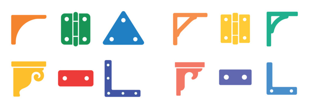 Hardware icons with hinge corner bracket minimal