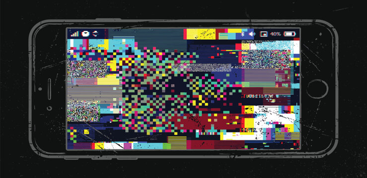 Stop motion grunge gritty dead LED phone screen in 4k