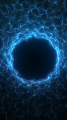 Obraz premium Glowing blue circular portal formed by flowing dotted lines, suggesting digital energy, motion, and sci-fi depth.