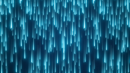 Bright blue glowing light trails cascade vertically across a dark abstract background in a futuristic digital style © Bolbik