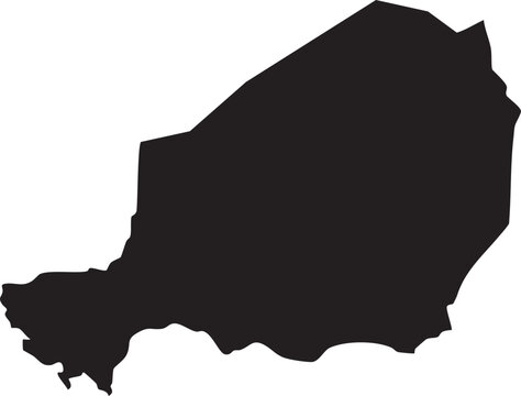 Niger country map silhouette a black solid vector illustration ideal for geographic studies educational content and political infographics