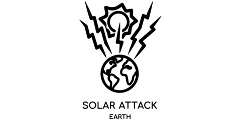 Solar flare attack on planet earth vector illustration with a massive solar storm CME impacting the globe.  © Juairia
