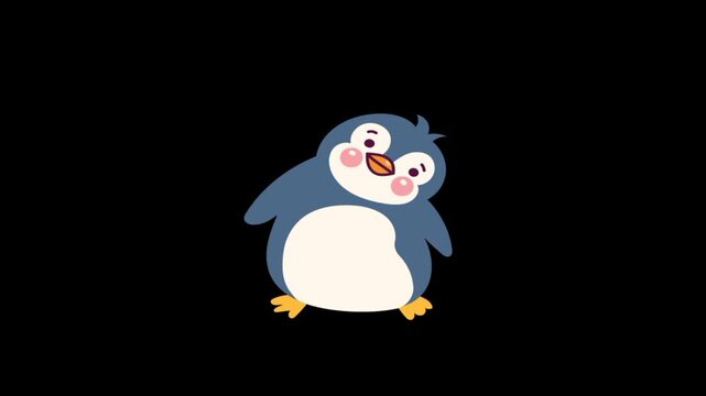 Cute little penguin cartoon on a black background