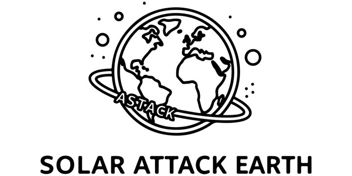 Solar flare attack on planet earth vector illustration with a massive solar storm CME impacting the globe. 