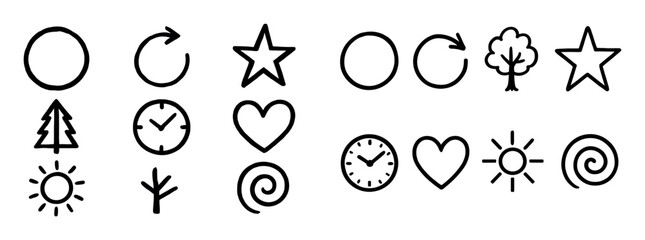 Fototapeta premium Nature icons with circle star tree outline