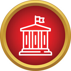 Fototapeta premium Government building icon with flag symbolizing official authority and public services