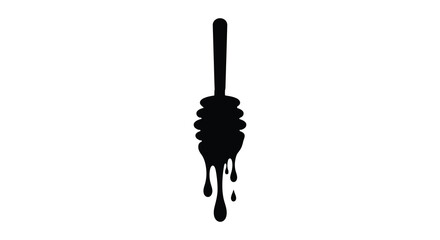 Honey dipper with dripping honey black silhouette © MdGolam