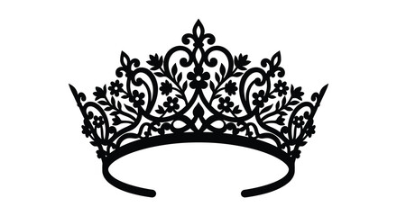 Floral tiara silhouette against a white background © MdGolam