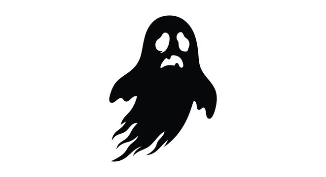 Black ghost shape against white background silhouette