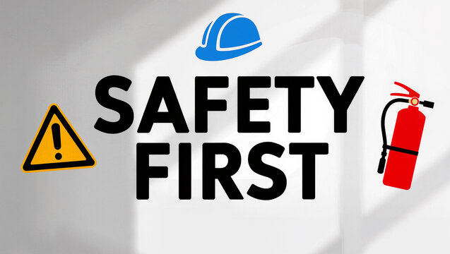 poster with safety first tematic