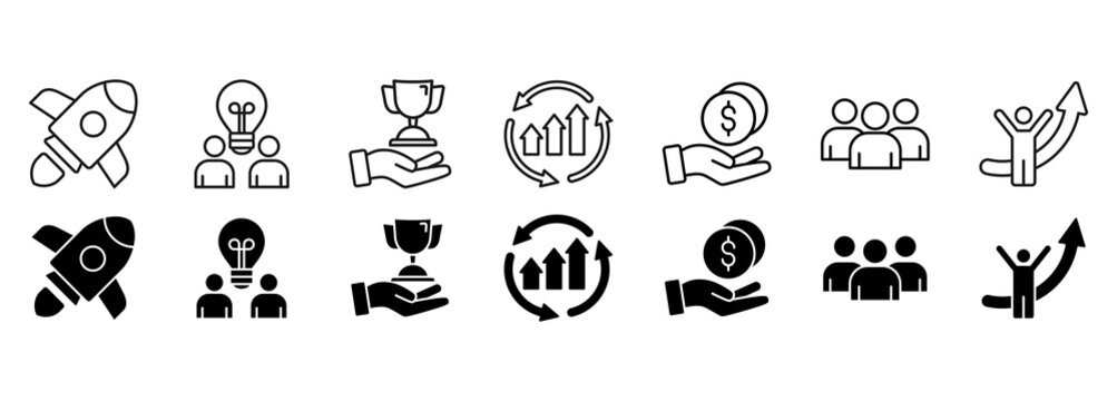 Start up icon set. Chart with keywords and icons Vector Illustration Concept 