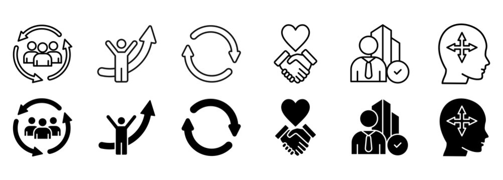 Soft Skills Word Icon Set. Human Resource Management and Training Vector Illustration Concept