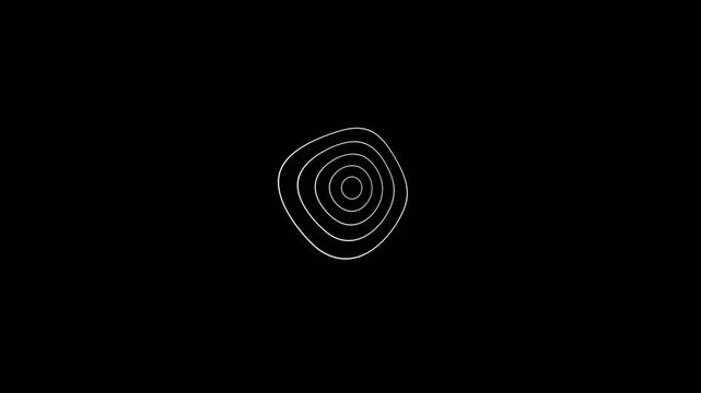 Abstract Silver Glowing Wavy Lines Loop on Dark Background, Futuristic Metaverse Motion Graphics, Seamless 4K Tech Animation with Glittering Radio Waves and Organic Circular Patterns