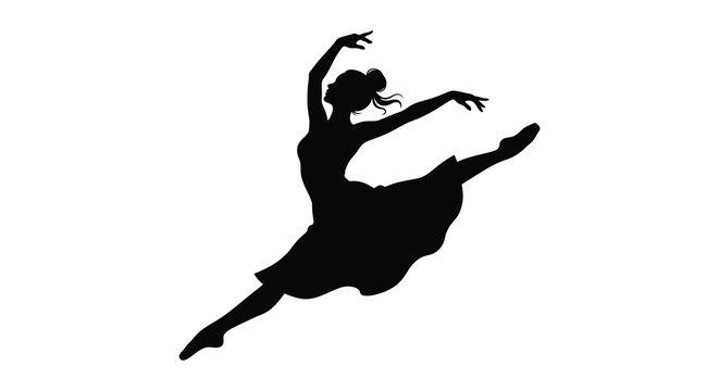 ballerina dancing in mid air black silhouette