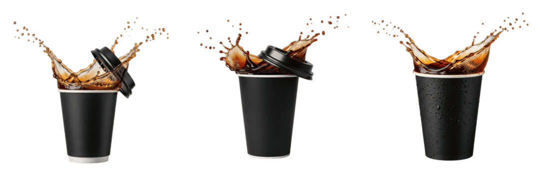 Glass Of Cola Drink With Ice Splash PNG Transparent Background - Cold Fizzy Soda Beverage Refreshment Fast Food Restaurant Menu